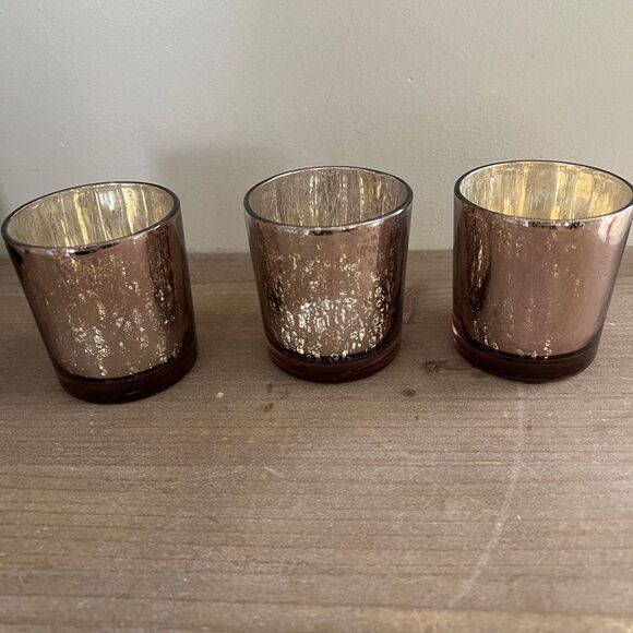 Nicole Miller Smoked rose Glass Votive Set of 3 votive candle holders NWT - Picture 1 of 4